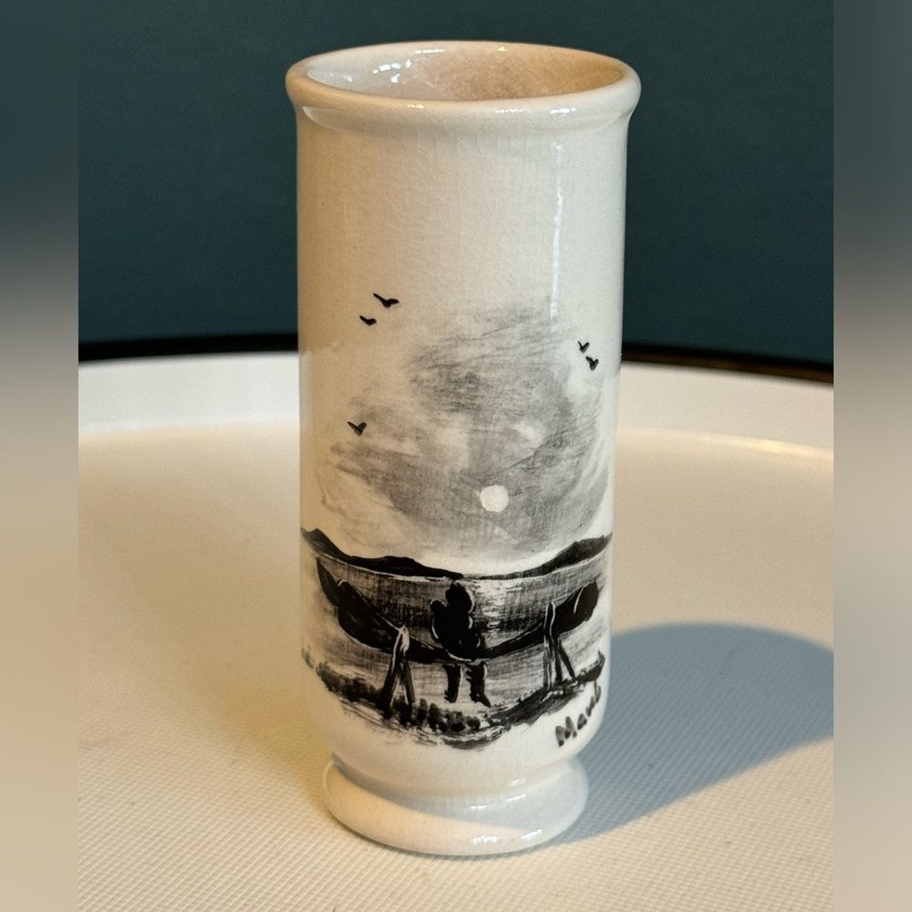 Bering Sea Originals Hand Painted #1402 Signed Vase 3.75” Alaska Art